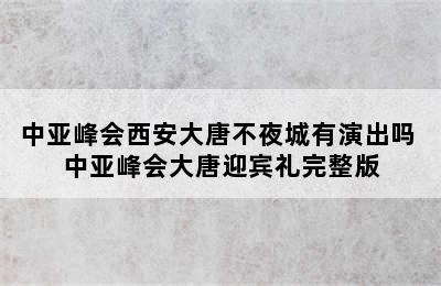 中亚峰会西安大唐不夜城有演出吗 中亚峰会大唐迎宾礼完整版